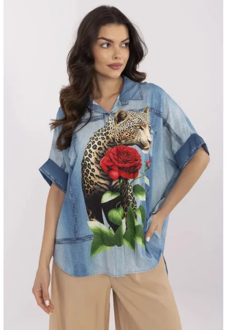 Широка риза с остър ревер - Един размер