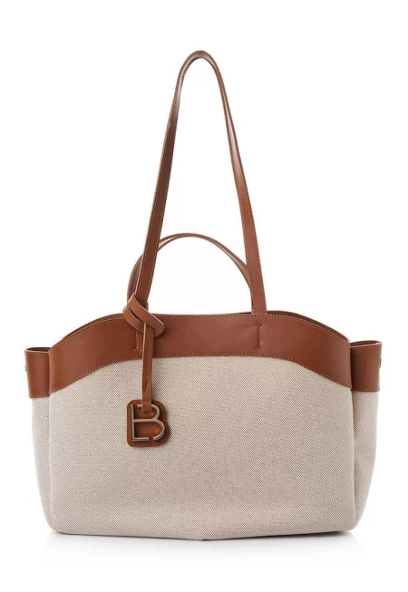 Шопър чанта с детайли от еко кожа и талисман - отворена