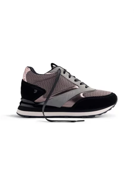 Скосени мрежести спортни обувки Keewatin с велур - Черен