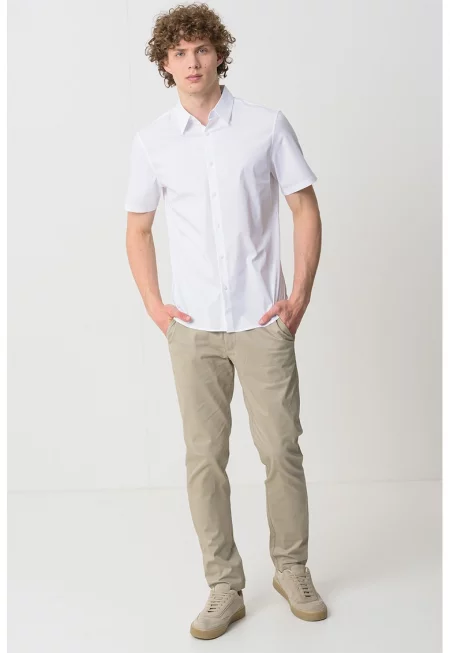 Слим риза с къси ръкави - Бял