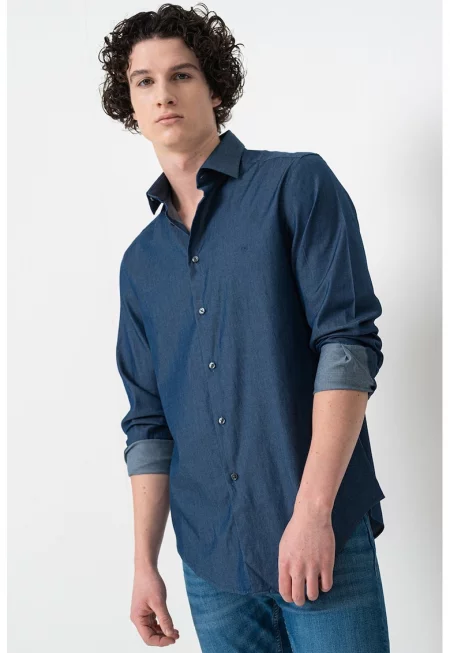 Стандартна риза от шабмре - Син меланж