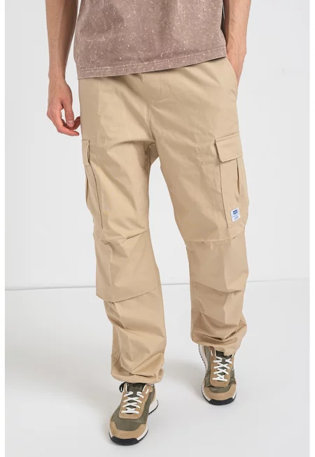 Свободен памучен панталон карго - Бежов