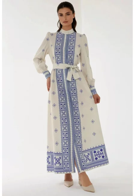 Текстилна рокля  с дълъг ръкав