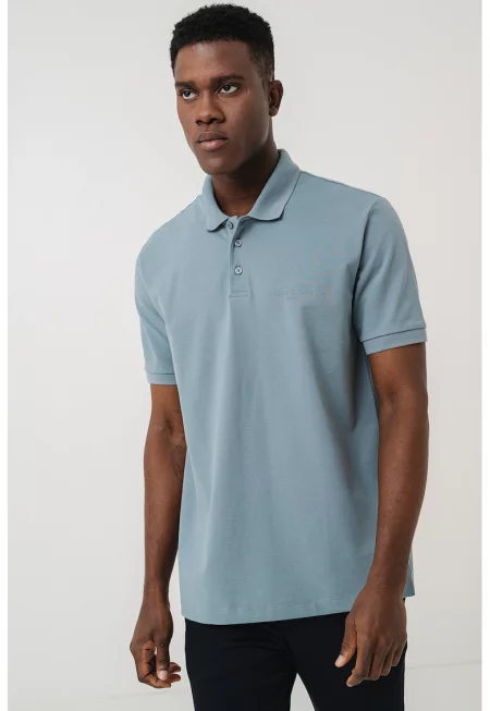 Тениска от памук с яка