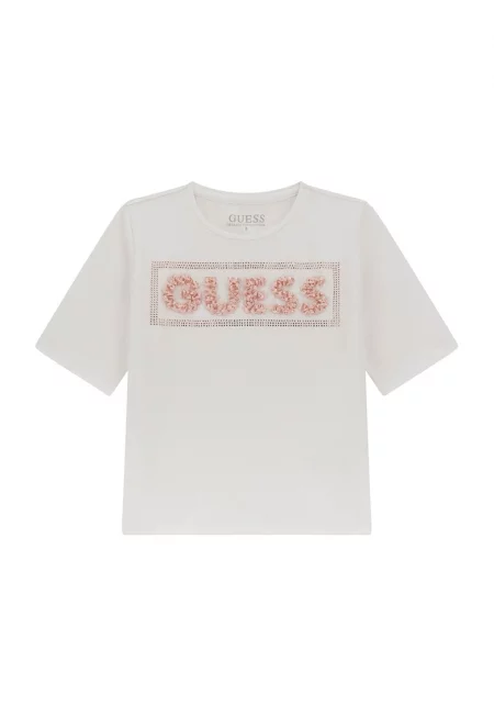 Тениска с лого и декоративни камъни