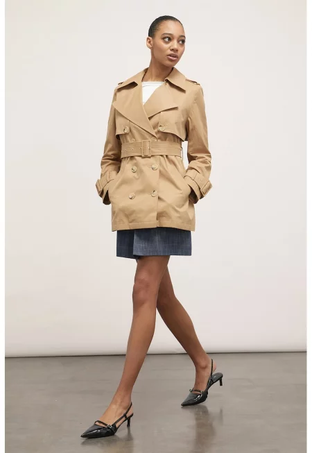Тренч с двуредно закопчаване и колан