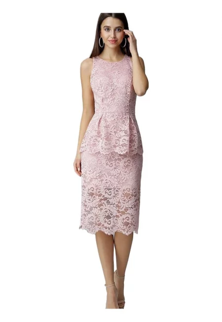 Вечерна рокля  розова - елегантна - изработена от качествена материя - полиестер