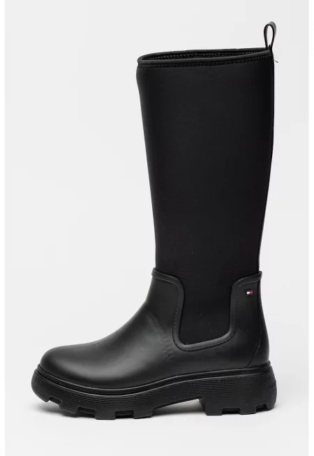 Високи ботуши от еко кожа с текстил