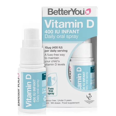 Витамин D3 за бебета и деца – Нормален растеж и здрави кости, 400 IU, 100 впръсквания, спрей 15 ml