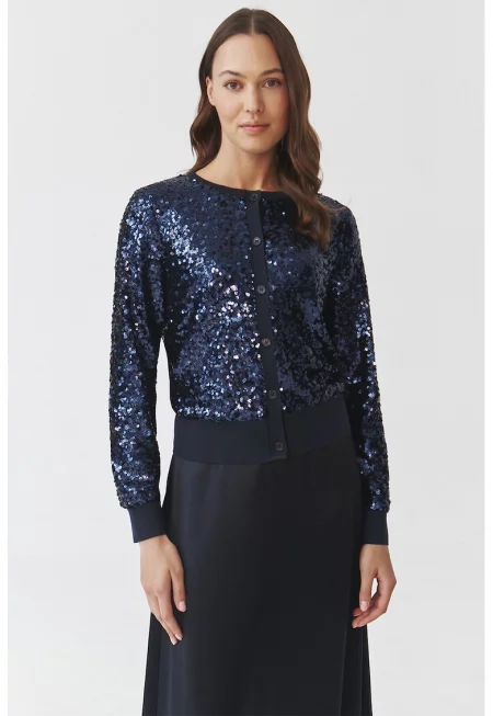 Жилетка с пайети - Тъмносин
