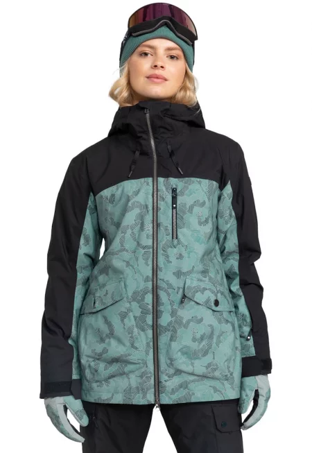 Зимно ски яке с качулка - Черен/Прашно синьо