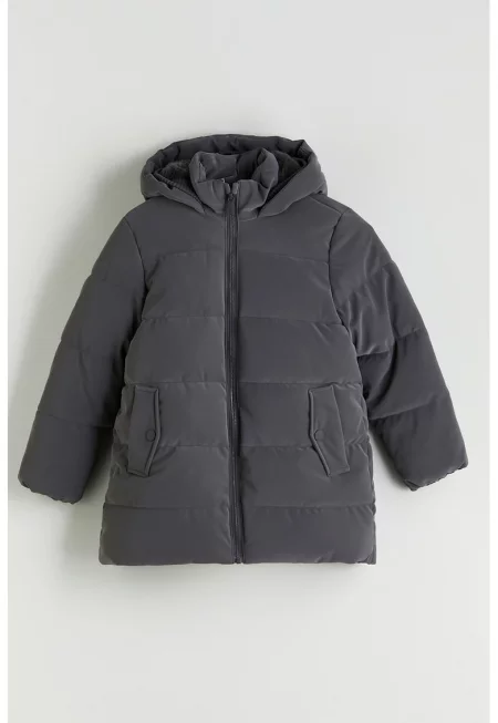Зимно яке с вата и качулка - Антрацитно сиво