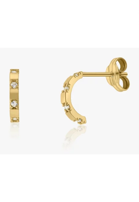 Златни обеци Carreau - Цирконий