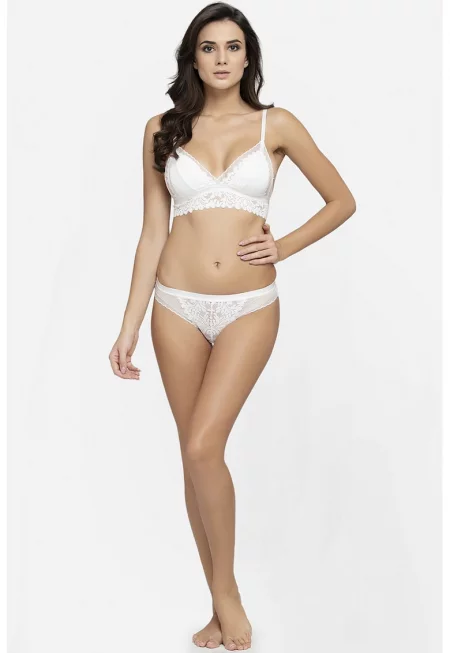 Бикини и триъгълен дантелен сутиен - Бял