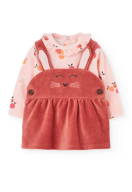 Боди с форма на зайче и гащеризон - 2 части