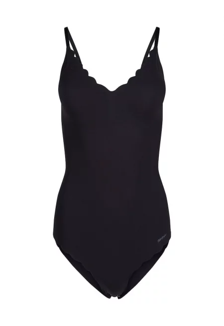 Боди с вълнообразни краища - Черен