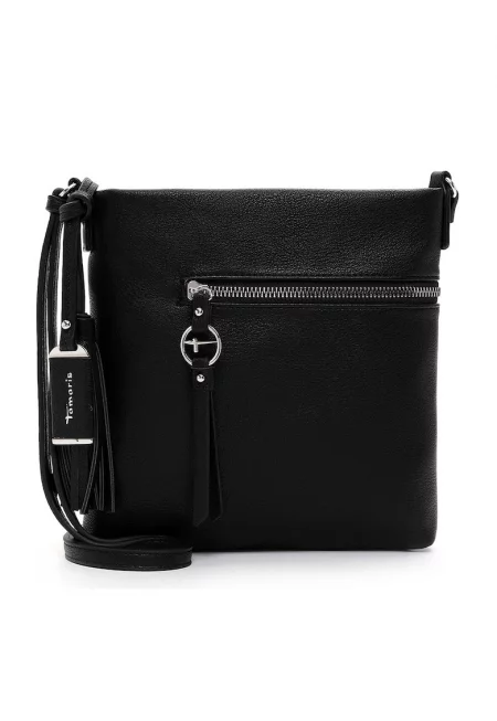 Чанта от еко кожа с пискюл - Черен