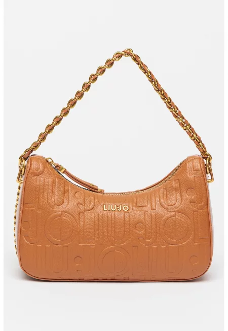 Чанта през рамо Adonide от еко кожа с лого - Карамел
