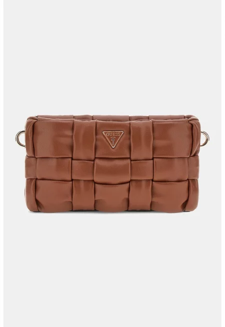 Чанта през рамо със сплетен ефект - Изгорен портокал