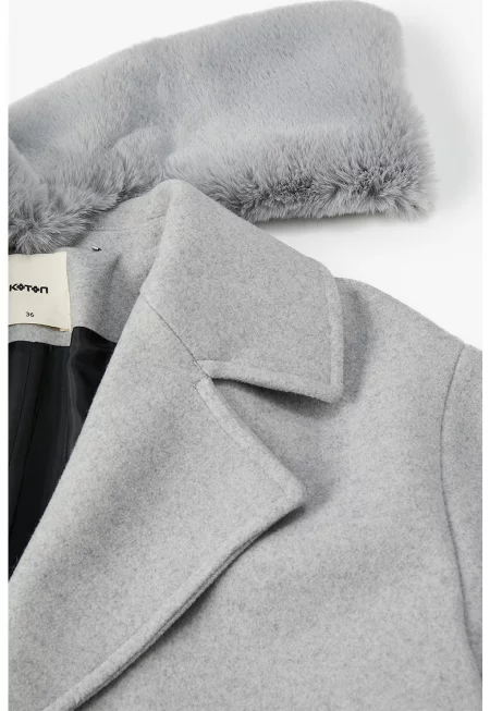 Дълго палто с еко пух