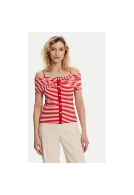 Дамска блуза  241-DROPEZ - Полиестер/Вискоза - Червена