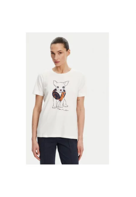 Дамска тениска  11105029 - Памук/Еластан - Бяла - Бял