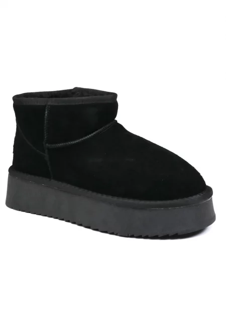 Дамски боти Huge Platform велур SCW421P05 - Черен