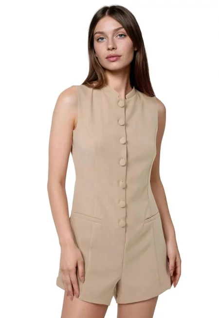 Дамски гащеризон -  Бежов - Текстил