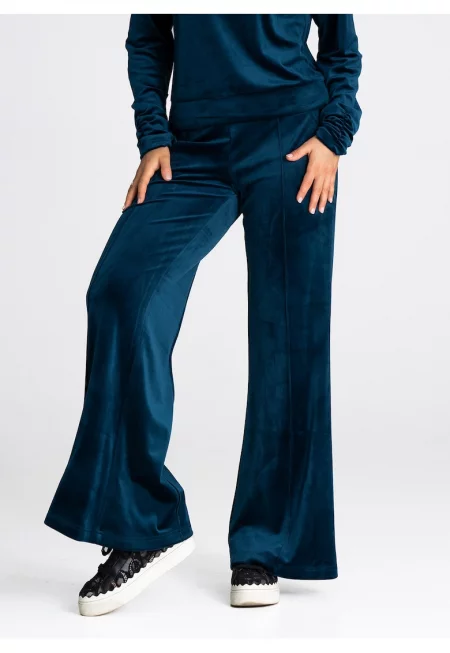 Дамски панталон  модел M966 - широк - син - полиестер/еластан