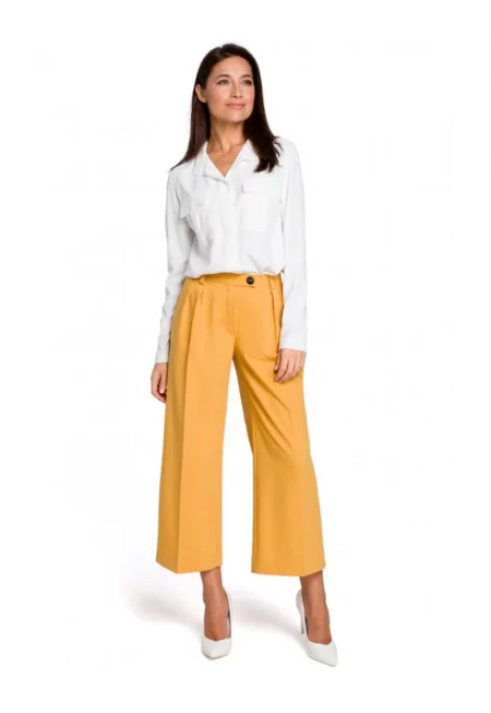 Дамски панталон - Стил - Полиестер/Вискоза - Горчично жълт
