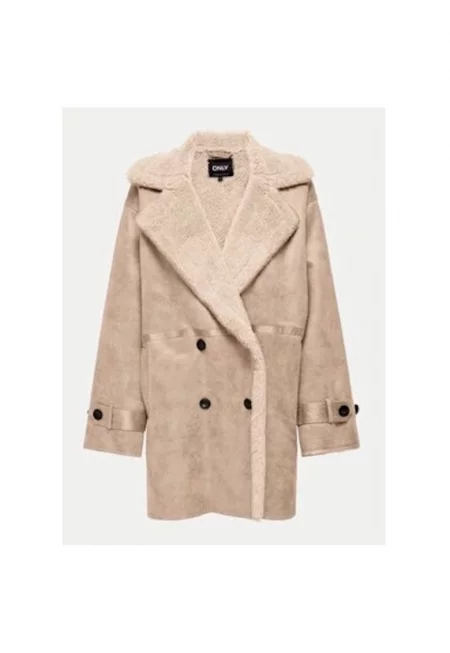 Дамско кожено палто -  304498718 - Еко кожа - - Бежов