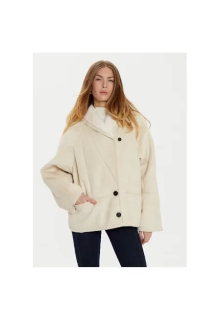 Дамско кожено палто -  304982705 - Полиестер - Бежов - Бежов