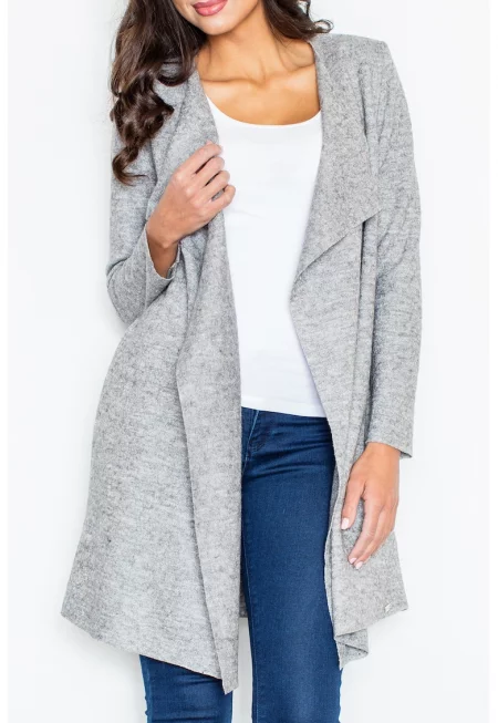 Дамско палто M330 -  Полиестер/Вълна - Сиво