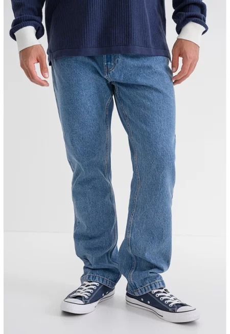 Дънки със свободна кройка - Прашно синьо