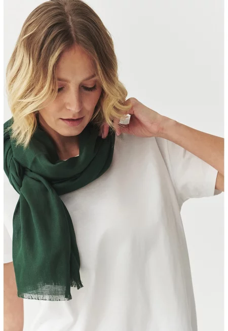 Едноцветен шал с памук - Тъмнозелен