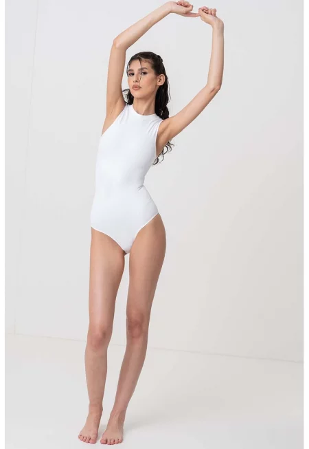 Едноцветно боди без ръкави - Бял