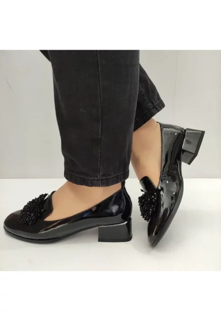 Елегантни дамски обувки  740001B Черен лак - Черен