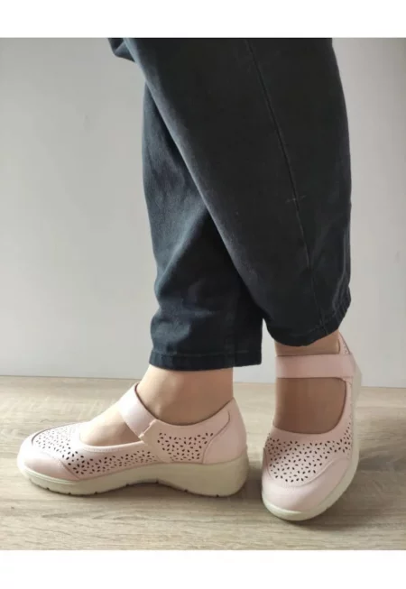 Ежедневни дамски обувки  860022C C5-N - перфорирани - Розово нюд - Розово - Розово