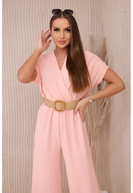 Гащеризон с декоративен колан на талията -