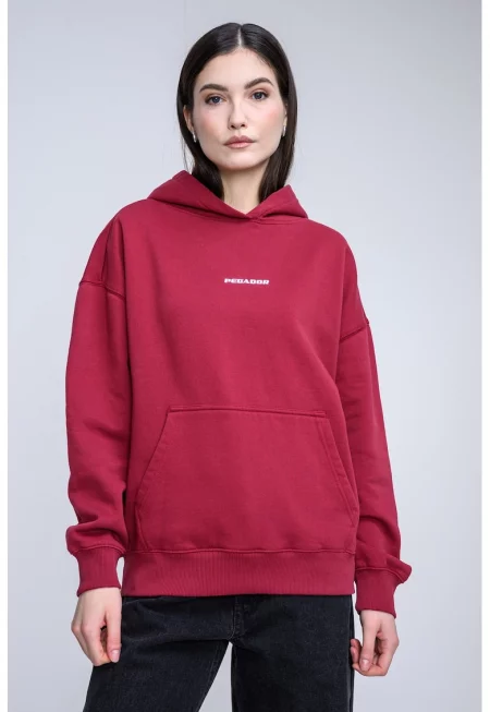 Худи с паднали ръкави - Бял/Бордо