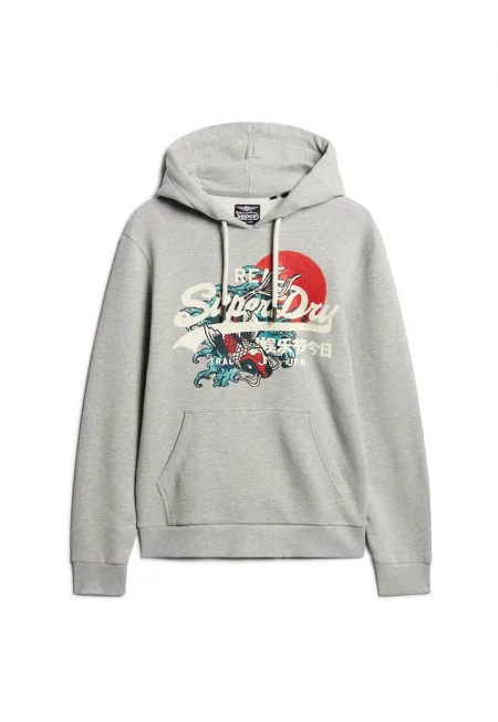 Худи Tokyo VI д принт и джоб кенгуру - Светло сив