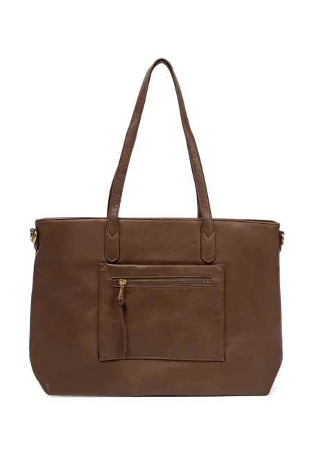 Кафява дамска чанта  със златни детайли - елегантен дизайн - компактна.