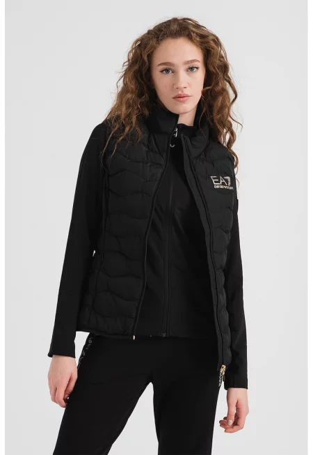 Капитониран елек с цип - Черен