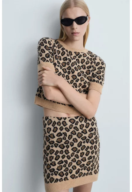 Къс пуловер Leopard с шарка