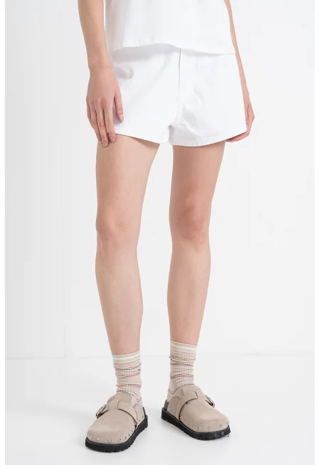 Къси дънки с висока талия - Бял