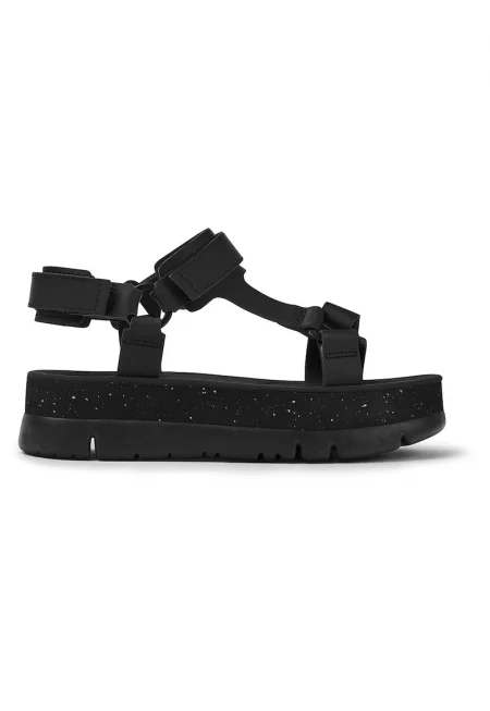 Кемпер - Кожени сандали Oruga с велкро и равна платформа