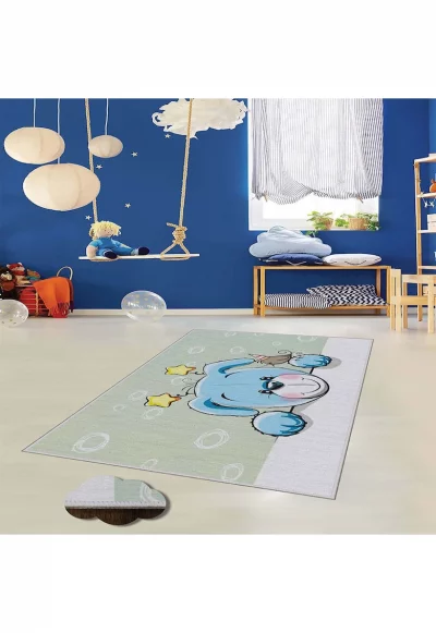 Килим Blue Bear  120x180 см - Полиестер - Дигитален печат - Неплъзгащ се - Многоцветен