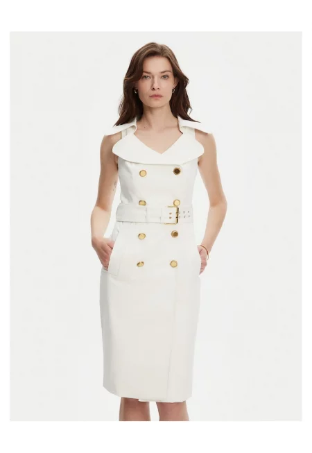 Коктейлна рокля Marciano Guess - бяла