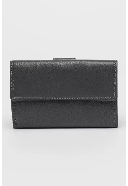 Кожен портфейл с лого - Tъмносив