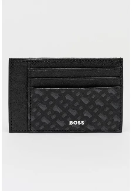 Кожен портфейл с шарка - Черен/Сив